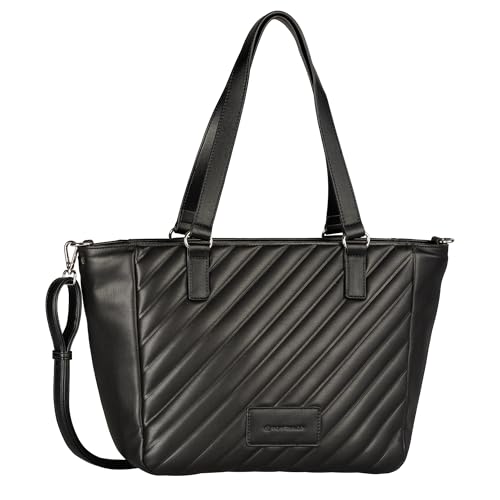 TOM TAILOR Mirela Damen Shopper Umhängetasche Reißverschluss Groß Schwarz von TOM TAILOR