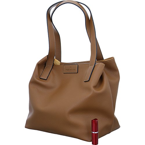 TOM TAILOR Miri zip Damen Shopper Umhängetasche Reißverschluss Groß Cognac Braun von TOM TAILOR