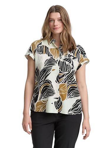 TOM TAILOR Damen 1047194 Bluse, 37999-Neutral Cut Leaves Design, 48 von TOM TAILOR