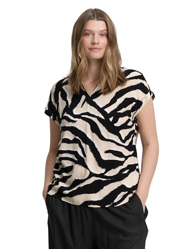 TOM TAILOR Damen 1047195 Bluse, 38070-Abstract Beige Zebra, 52 von TOM TAILOR
