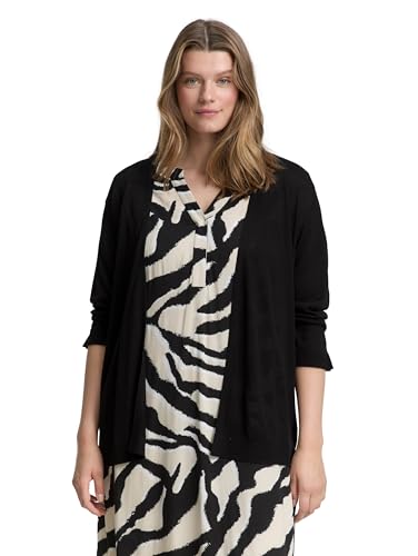 TOM TAILOR Damen 1048123 Cardigan Strickjacke, 14482-Deep Black, 52 Größen von TOM TAILOR