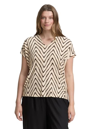 TOM TAILOR Damen 1047161 T-Shirt, 38058-Natural Zig Zag Design, 50 von TOM TAILOR