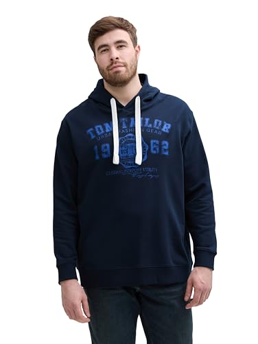 TOM TAILOR Plussize Plus Size - Hoodie mit Print, Light Stone Grey Melange, 4XL von TOM TAILOR