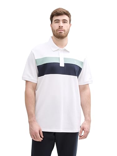 TOM TAILOR Plussize Plus Size - Poloshirt mit Colour Blocking, White, 3XL von TOM TAILOR