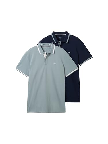 TOM TAILOR Poloshirts im Doppelpack, Sky Captain Blue, XXL von TOM TAILOR