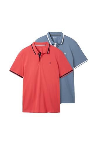 TOM TAILOR Poloshirts im Doppelpack, Soft Berry red, M von TOM TAILOR