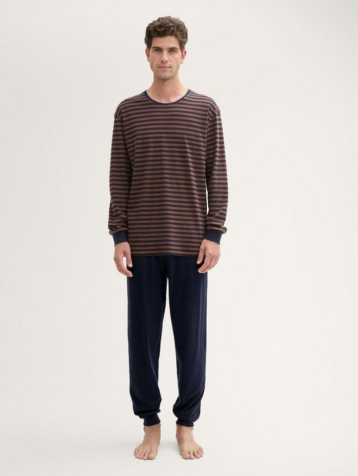 TOM TAILOR Pyjama Pyjama-Set aus Baumwolle mit Streifenmuster (2 tlg) Pyjama-Set aus Baumwolle mit Streifenmuster von TOM TAILOR