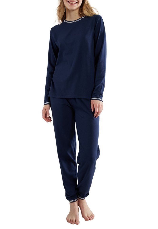 TOM TAILOR Pyjama TOM TAILOR Damen Pyjama blau uni (1 tlg) von TOM TAILOR