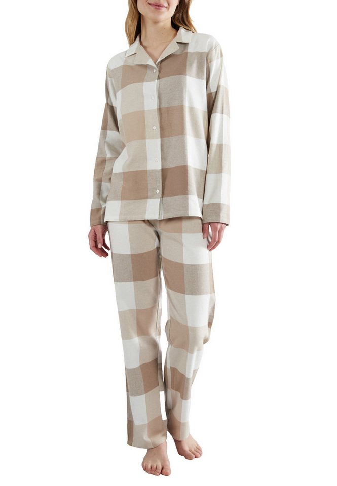 TOM TAILOR Pyjama TOM TAILOR Damen Pyjama braun kariert (1 tlg) von TOM TAILOR