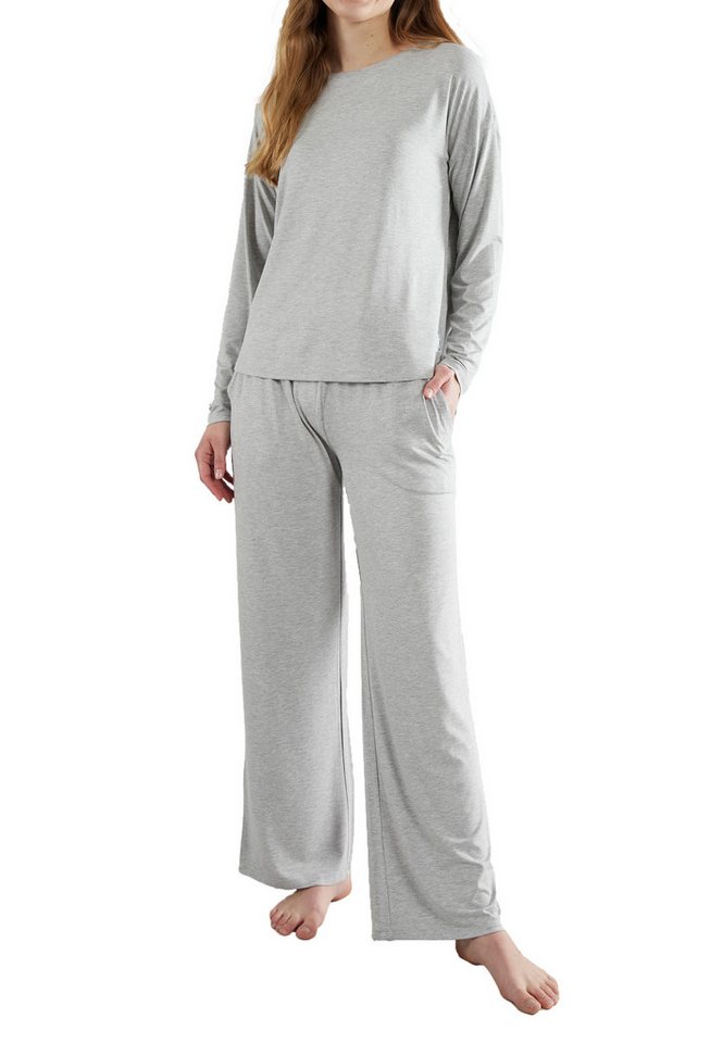 TOM TAILOR Pyjama TOM TAILOR Damen Pyjama grau melange (1 tlg) von TOM TAILOR
