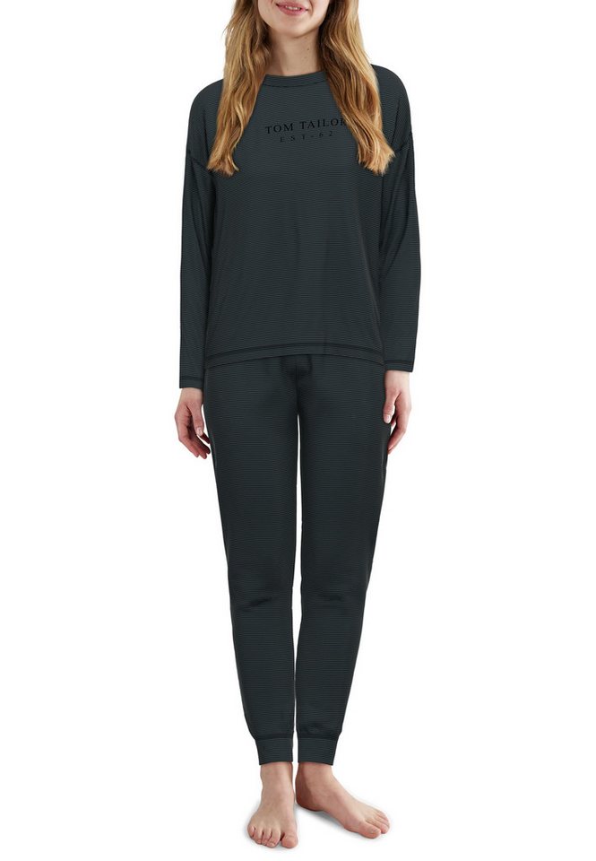 TOM TAILOR Pyjama TOM TAILOR Damen Pyjama grau quergestreift (1 tlg) von TOM TAILOR