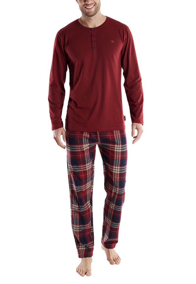 TOM TAILOR Pyjama TOM TAILOR Herren Pyjama rot kariert (1 tlg) von TOM TAILOR