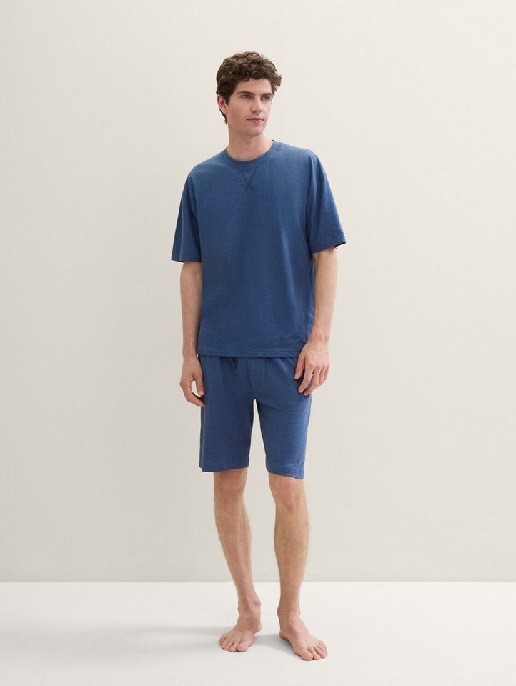 TOM TAILOR Pyjamahose Unterwäsche Pyjama-Shorts aus Baumwolle in Melange-Optik von TOM TAILOR