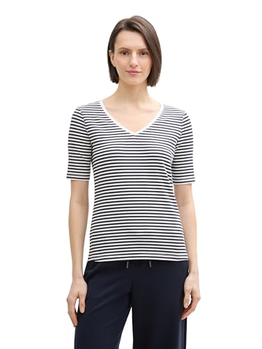 TOM TAILOR RIPP Langarmshirt mit Bio-Baumwolle, Celestial Blue, XXL von TOM TAILOR