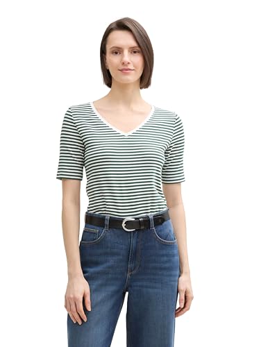 TOM TAILOR RIPP Langarmshirt mit Bio-Baumwolle, Offwhite Blue Irregular Stripe, L von TOM TAILOR