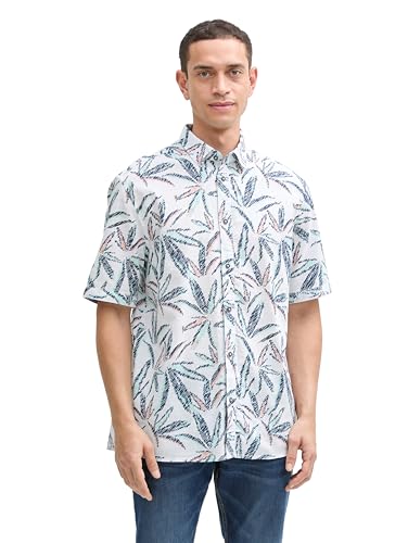 TOM TAILOR Regular Fit Hemd mit Logo-Stickerei, White, L von TOM TAILOR