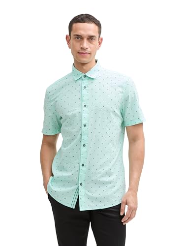 TOM TAILOR Regular Fit Hemd mit Turn-up-Funktion, Coral White fil a fil Dobby, L von TOM TAILOR