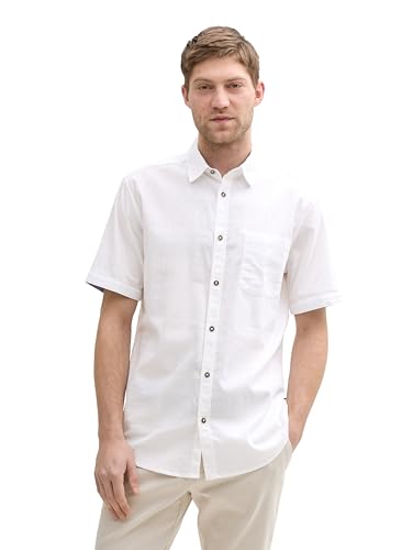 TOM TAILOR Regular Fit Kurzarmhemd mit Brusttasche, Coral Rose Structure, M von TOM TAILOR