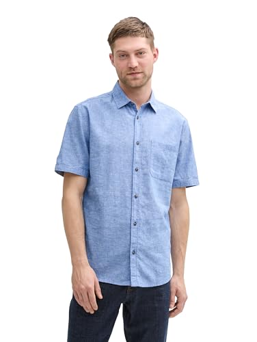 TOM TAILOR Regular Fit Kurzarmhemd mit Brusttasche, Dove Blue Structure, XL von TOM TAILOR