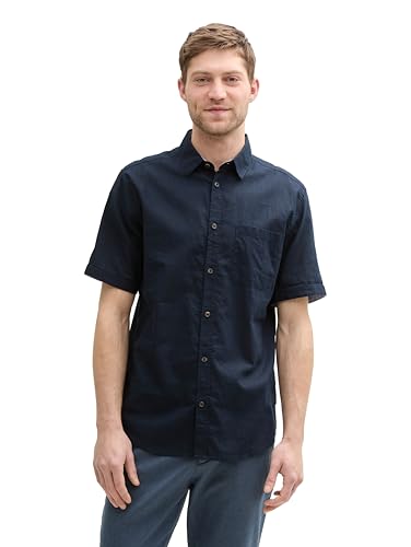 TOM TAILOR Regular Fit Kurzarmhemd mit Karomuster, Blue Multicol Check, L von TOM TAILOR