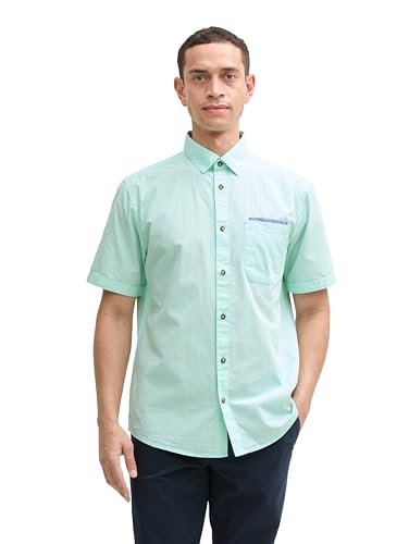 TOM TAILOR Regular Fit Kurzarmhemd mit Karomuster, Mint Multicol Check, XS von TOM TAILOR