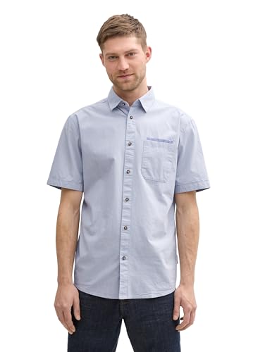 TOM TAILOR Regular Fit Kurzarmhemd mit Karomuster, White Blue Indigo Check, XS von TOM TAILOR