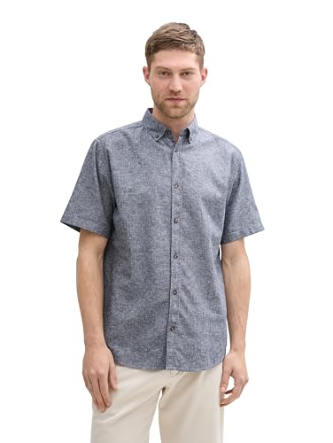 TOM TAILOR Regular Fit Kurzarmhemd mit Leinenanteil, Pastel Turquoise Chambray, L TOM TAILOR Regular Fit Kurzarmhemd mit Leinenanteil, Pastel Turquoise Chambray, L von TOM TAILOR