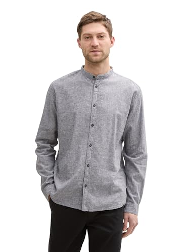 TOM TAILOR Regular Fit Kurzarmhemd mit Leinenanteil im Pünktchen-Muster, mid Blue dot Design, M TOM TAILOR Regular Fit Kurzarmhemd mit Leinenanteil im Pünktchen-Muster, mid Blue dot Design, M von TOM TAILOR
