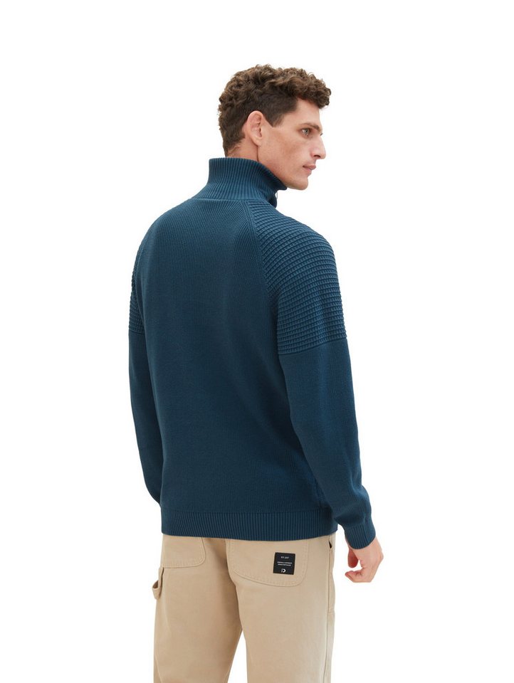 TOM TAILOR Rundhalspullover Troyer Strickpullover mit Struktur von TOM TAILOR
