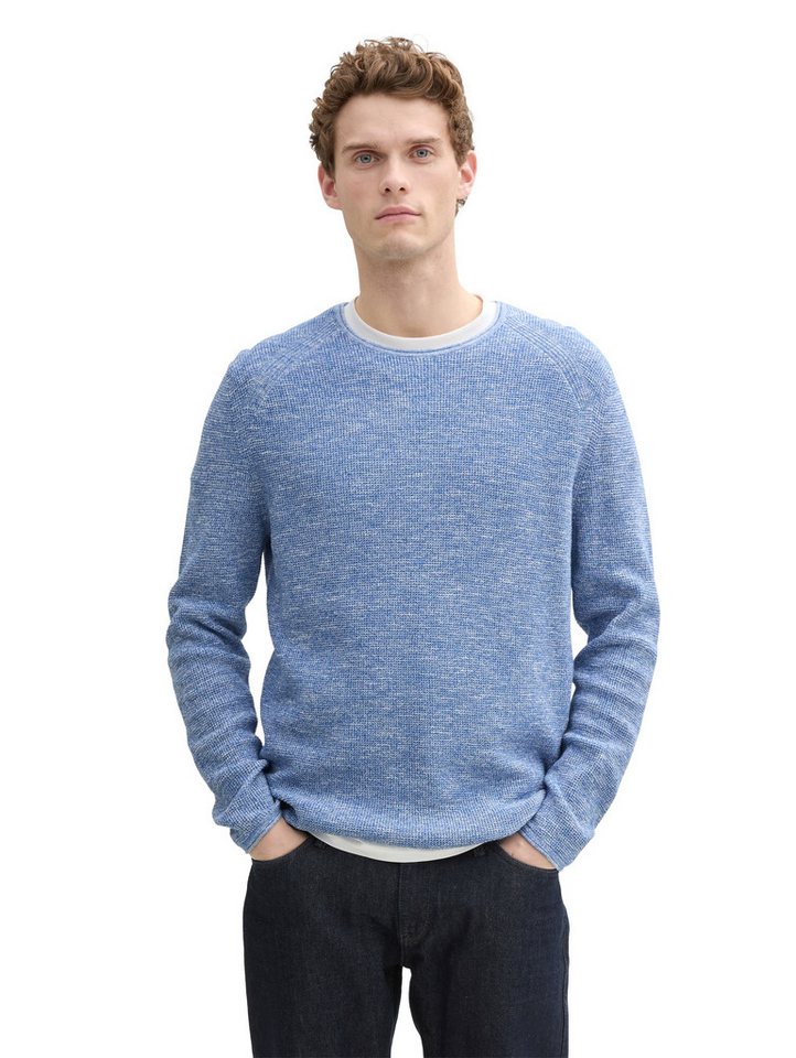 TOM TAILOR Rundhalspullover in Melange Optik von TOM TAILOR