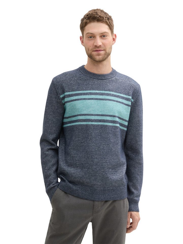 TOM TAILOR Rundhalspullover in Strick-Optik und Streifen-Design von TOM TAILOR
