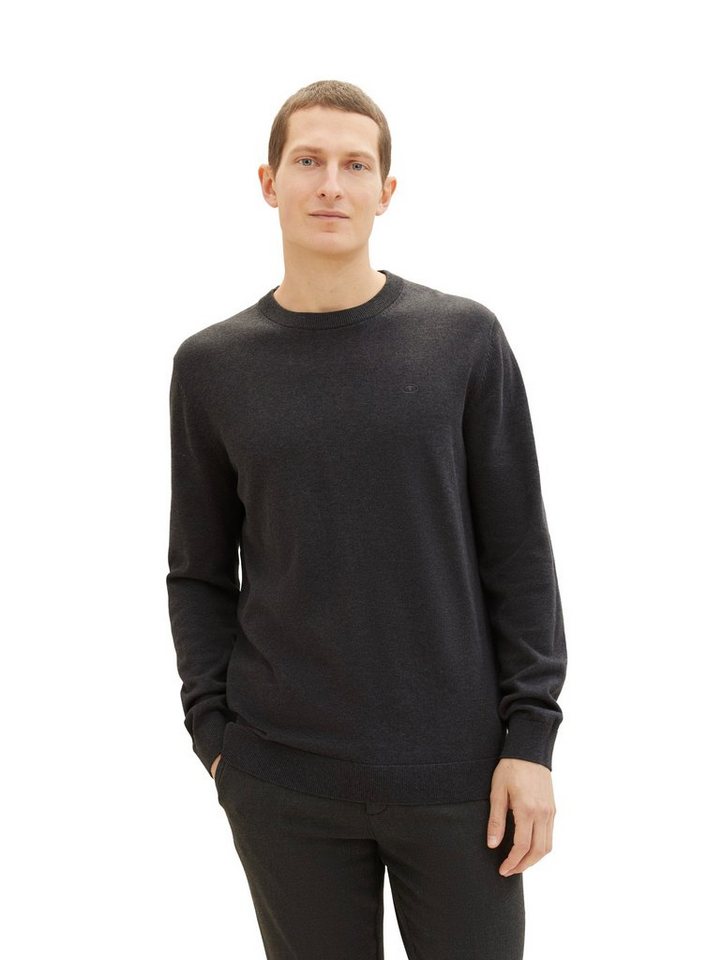 TOM TAILOR Rundhalspullover mit Logostickerei von TOM TAILOR