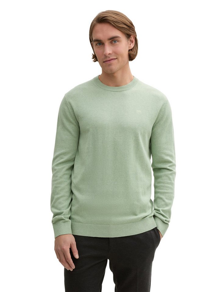 TOM TAILOR Rundhalspullover mit Logostickerei von TOM TAILOR