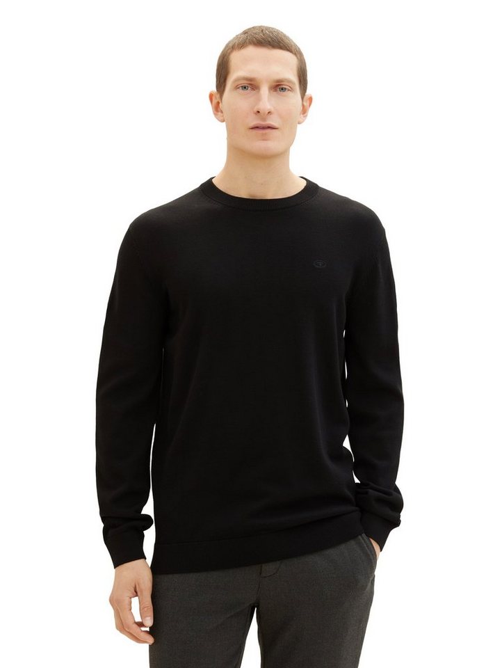 TOM TAILOR Rundhalspullover mit Logostickerei von TOM TAILOR