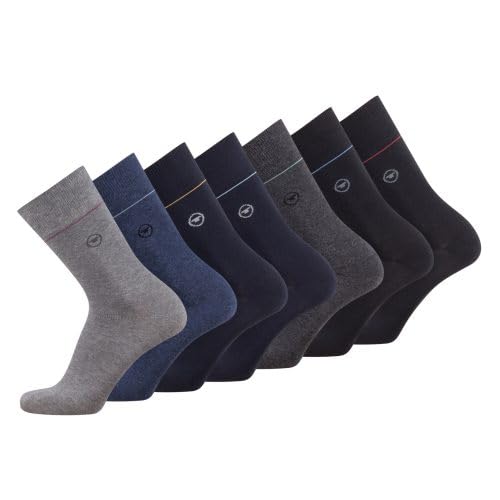 TOM TAILOR Socken - 7er Box Baumwollsocken für Altag und Freizeit - schlichte Herrensocken mit Sortierhilfe - Größe 39-42 und 43-46, Farben:grey melange, SockSizes:39-42 von TOM TAILOR