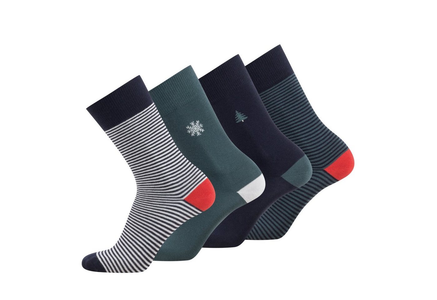 TOM TAILOR Socken 90225X545046 4er Pack Socken in Weihnachts-Geschenk-Box. Streifenmotiv und Icon-Variationen als perfektes Geschenk-Set für Herren von TOM TAILOR