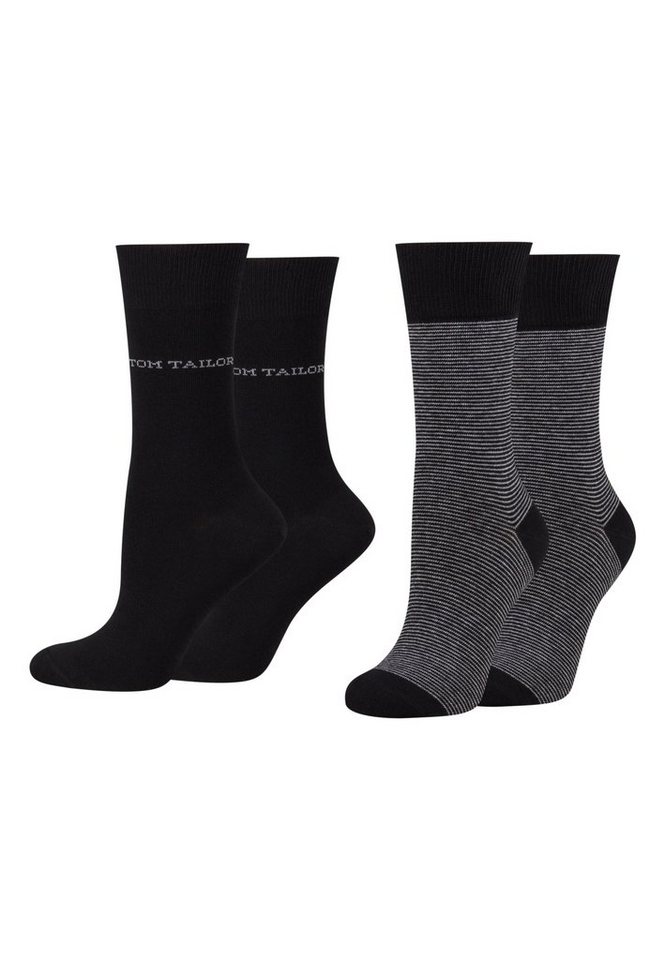 TOM TAILOR Socken Tom Tailor women socks 4er stripe black 35-38 Tom Tailor Damen schlichte basic Socken von TOM TAILOR