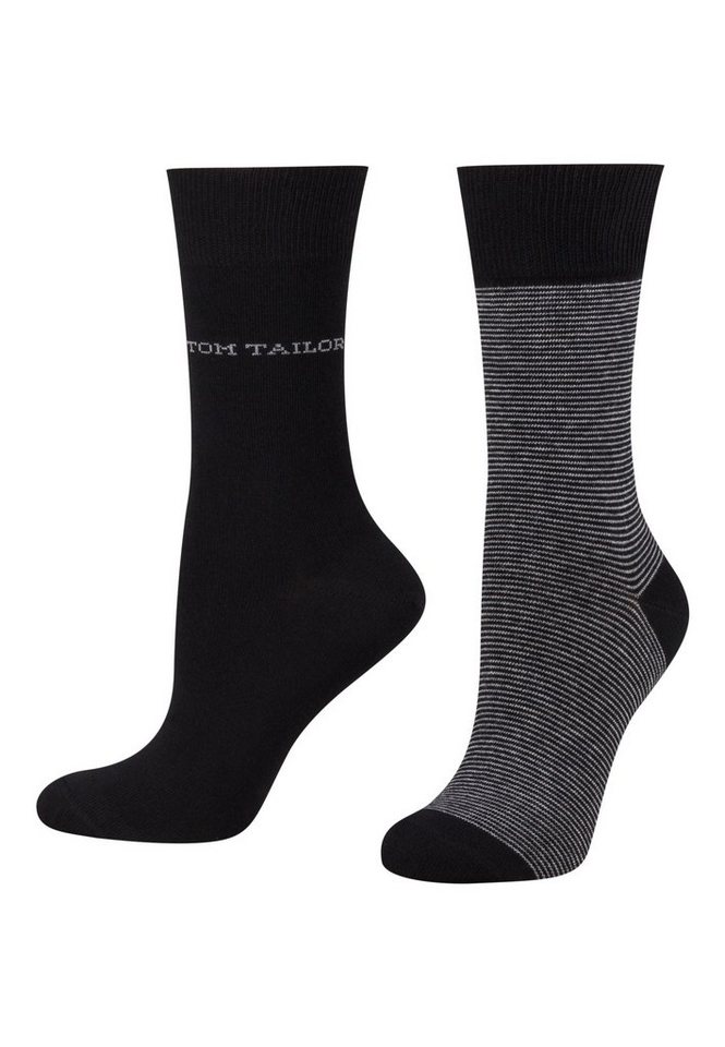 TOM TAILOR Socken Tom Tailor women socks 2er stripe black 35-38 Tom Tailor Damen schlichte basic Socken von TOM TAILOR