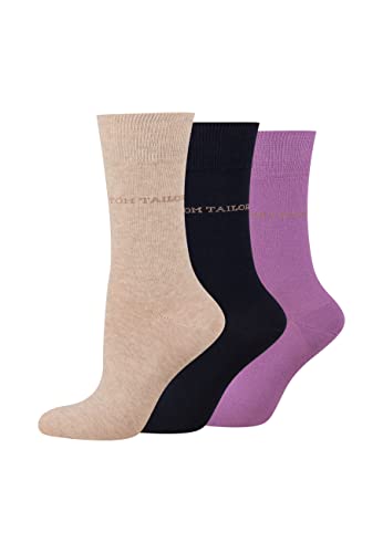 TOM TAILOR Socken Damen 39-42 in mid grey - Baumwollsocken für Alltag und Freizeit - 3 Paar schlichte Damen-Socken von TOM TAILOR