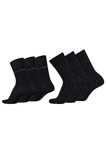 TOM TAILOR Socken Herren 39-42 in black - Basic dot Baumwollsocken für Alltag und Freizeit - 6 Paar Herren-Socken von TOM TAILOR