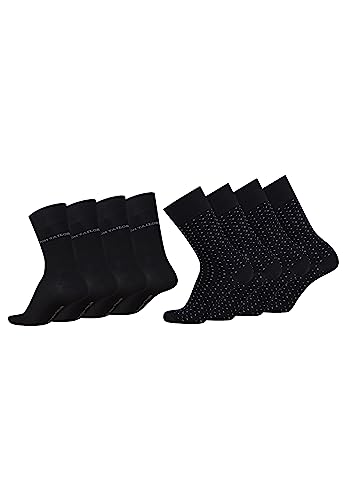 TOM TAILOR Socken Herren 39-42 in black - Basic dot Baumwollsocken für Alltag und Freizeit - 8 Paar Herren-Socken von TOM TAILOR