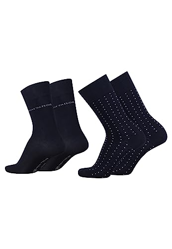 TOM TAILOR Socken Herren 43-46 in dark navy - Basic dot Baumwollsocken für Alltag und Freizeit - 4 Paar Herren-Socken von TOM TAILOR