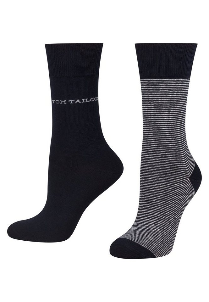 TOM TAILOR Basicsocken Tom Tailor Damen schlichte basic Socken 2er Pack Streifen Tom Tailor Damen schlichte basic Socken 2er Pack Streifen von TOM TAILOR