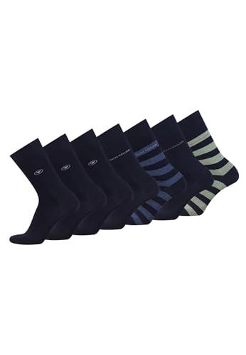 TOM TAILOR Socken navy stripes mix 39-42 - 7er Box Baumwollsocken für Altag und Freizeit - schlichte Socken von TOM TAILOR