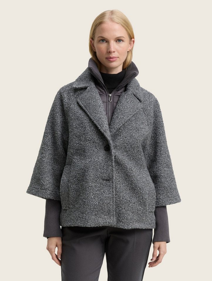 TOM TAILOR Sommerjacke Bouclé Cape Jacke im 2-in-1-Look Bouclé Cape Jacke im 2-in-1-Look von TOM TAILOR