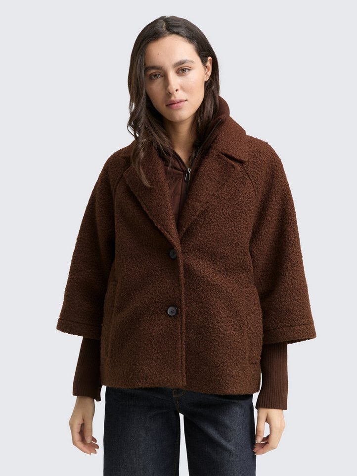 TOM TAILOR Sommerjacke Bouclé Cape Jacke im 2-in-1-Look Bouclé Cape Jacke im 2-in-1-Look von TOM TAILOR