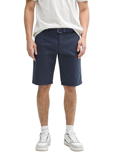 TOM TAILOR Stretch Slim Chino Shorts mit Gürtel, Light Blue White Zigzag Dobby, 28 TOM TAILOR Stretch Slim Chino Shorts mit Gürtel, Light Blue White Zigzag Dobby, 28 von TOM TAILOR