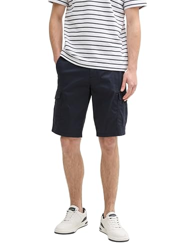 TOM TAILOR Stretch Slim Chino Shorts mit Gürtel, Light Blue White Zigzag Dobby, 31 von TOM TAILOR