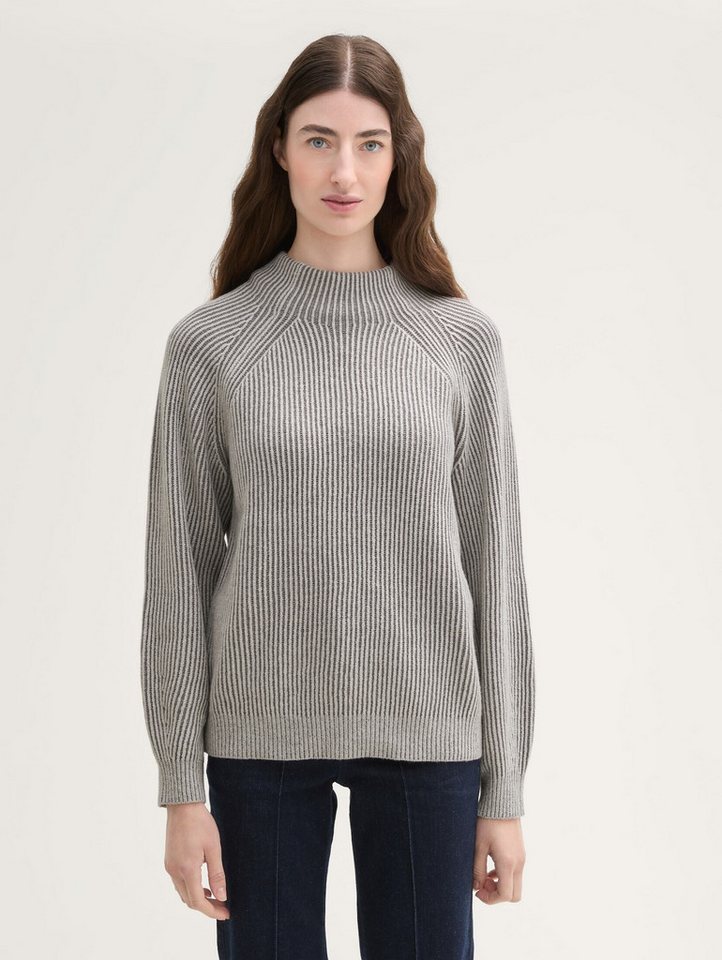 TOM TAILOR Strickpullover Gerippter Pullover mit Stehkragen Gerippter Pullover mit Stehkragen von TOM TAILOR