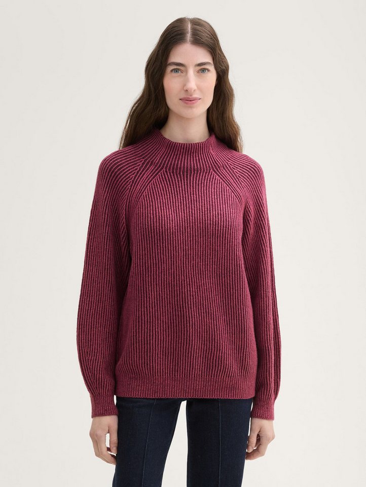 TOM TAILOR Strickpullover Gerippter Pullover mit Stehkragen Gerippter Pullover mit Stehkragen von TOM TAILOR
